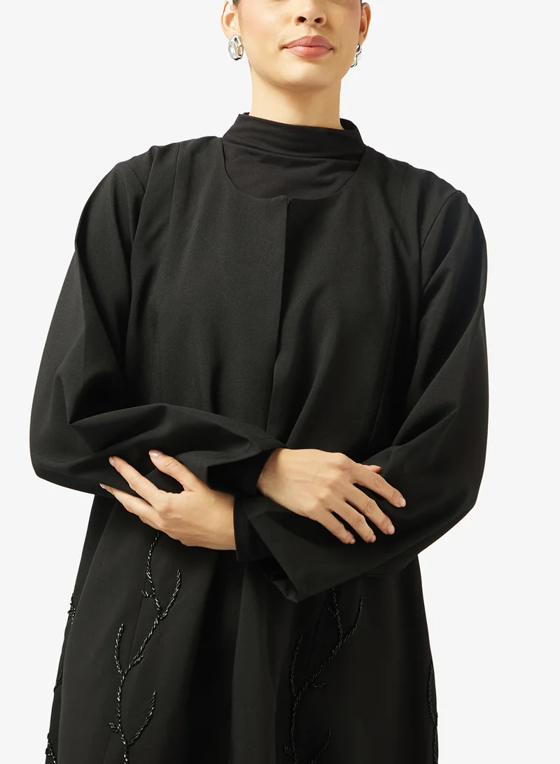 hayas closet  Floral Embellished Round Neck Abaya for Women | Best Price UAE